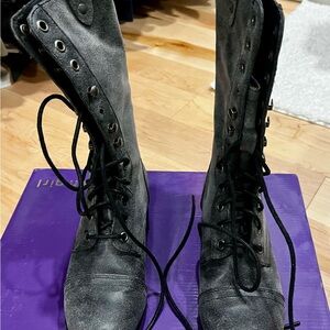 Charcoal Grey Madden Girl Boots – Lace-Up & Zip-Back Design